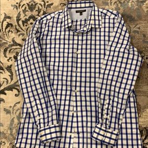 Blue white patterned shirt
